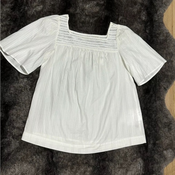 Gap Women S White Cotton Crochet Top Peasant Blouse - Picture 9 of 9